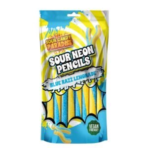 CANDY PARADISE SOUR NEON PENCILS BLUE RAZZ LEMONADE HALAL 12x130g