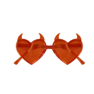 HALLOWEEN HEART SHAPED GLASSES WITH HORNS